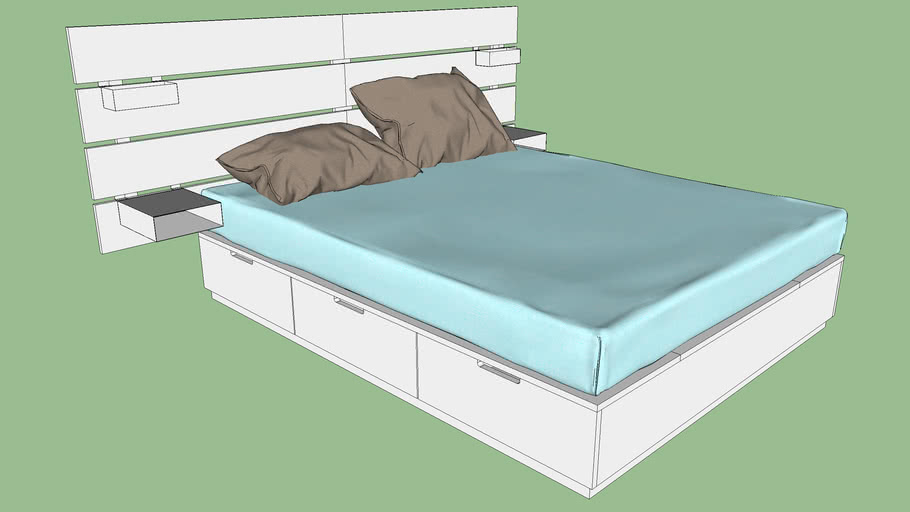 IKEA NORDLI Bed frame w storage and headboard | 3D Warehouse