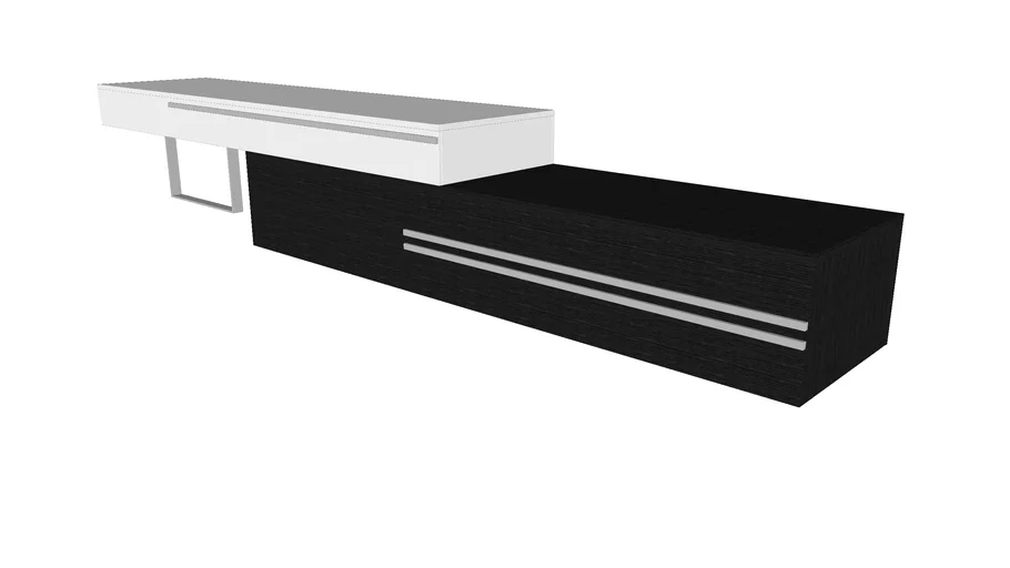 Gramercy Media Console in Glossy White and Gray Oak by Modloft | 3D ...
