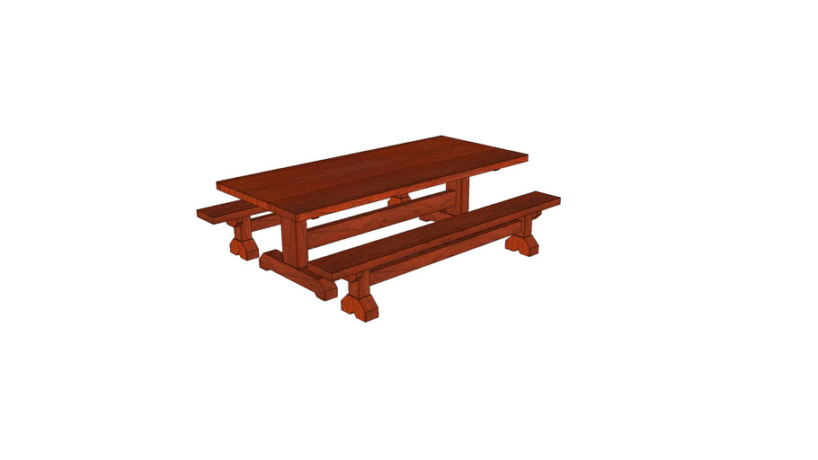 Picnic Table and Bench Set_Teak