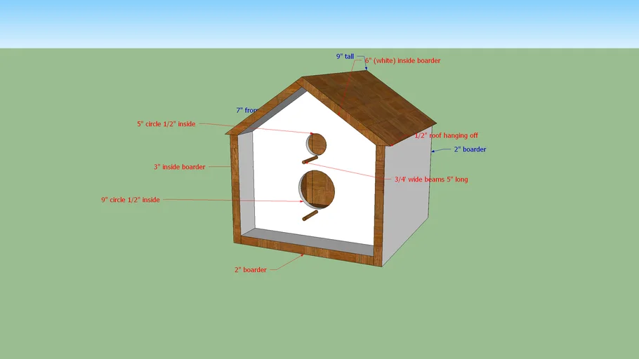 Bird House with dimensions