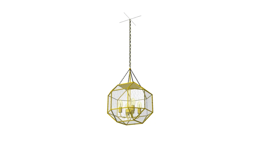 Glass & Metal Cage Pendant Gold Chandelier 3D Warehouse