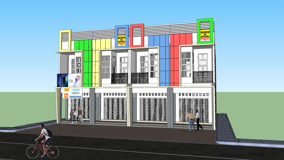 Ruko 4 x 15 Meter Rental Office | 3D Warehouse
