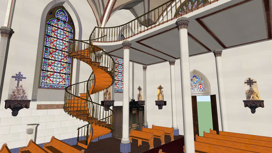 Modelo 3D com Interiores da Capela do Loreto, em Santa Fé, USA