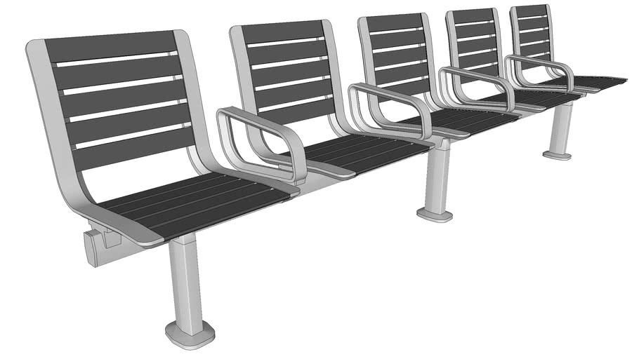 Forms+Surfaces Tangent Rail Seating, 5 backed seats, extruded aluminum