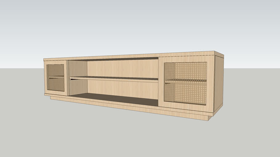 TEAK TV CONSOLE WITH RATTAN SCREEN DOORS 3D Warehouse