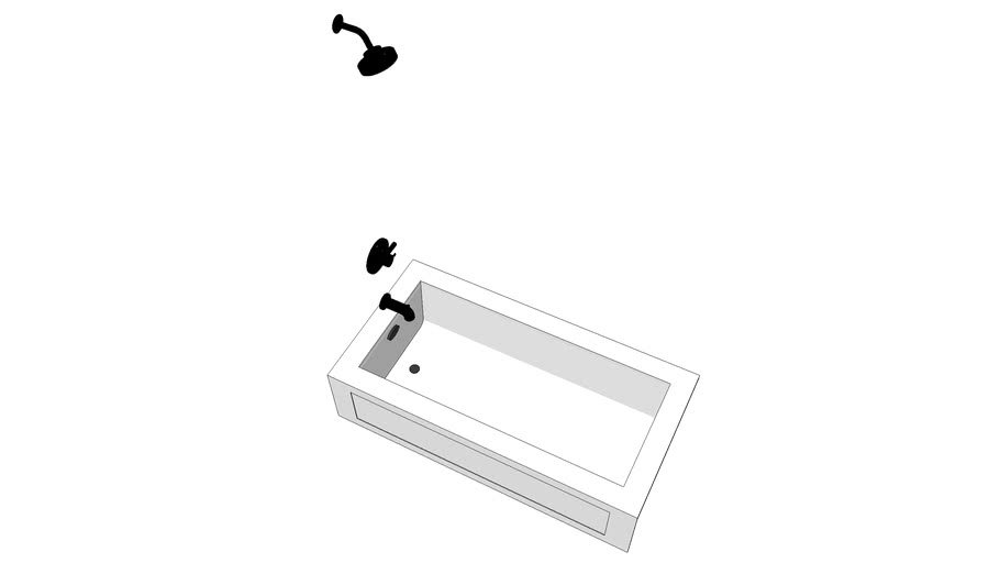 60 in Bathtub Shower Combo with Faucet 3D Warehouse
