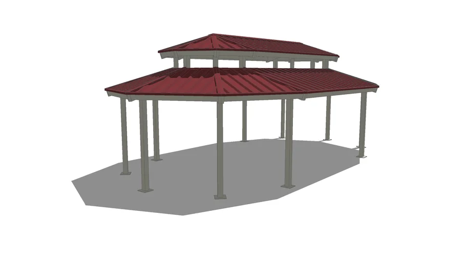 Octagonal - 30' x 20' - Stretched with Vented Top | 3D Warehouse