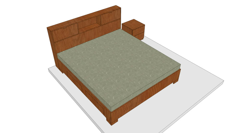 King Size Bed with 2 Drawers & Side Table 3D Warehouse