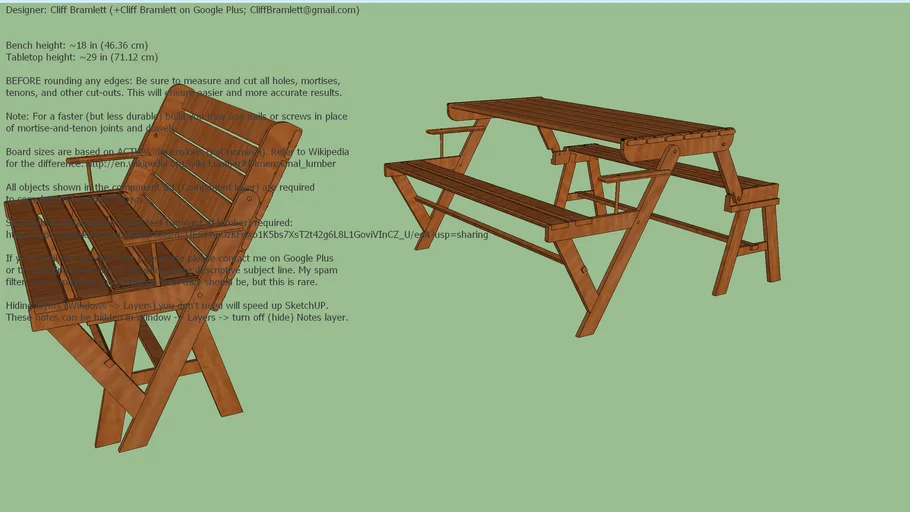 Foldable Bench and Picnic Table 3D Warehouse