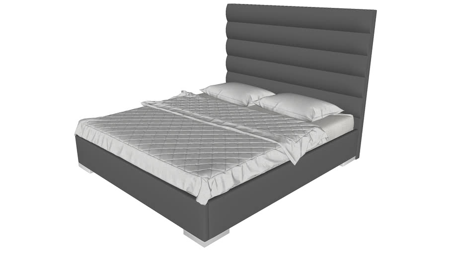 Prince Cal King Bed Granite Eco Leather By Modloft 3D Warehouse