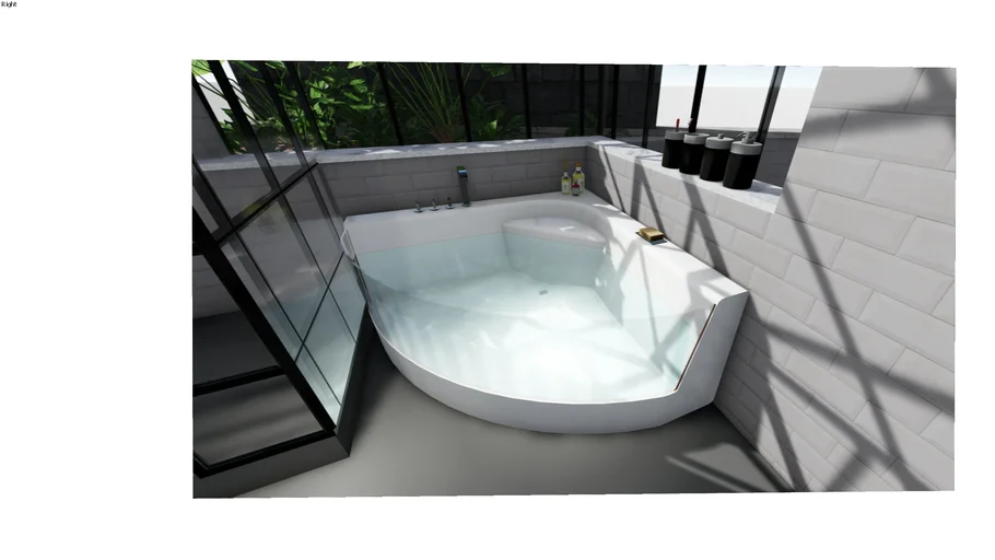 Aqua View Glass Corner Jacuzzi Bathtub 3D Warehouse