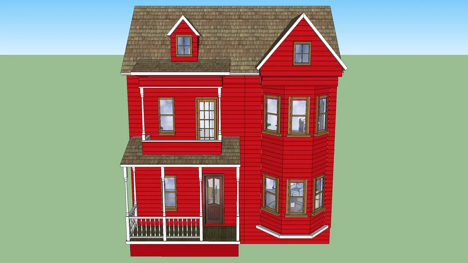 Furnished Red Dollhouse