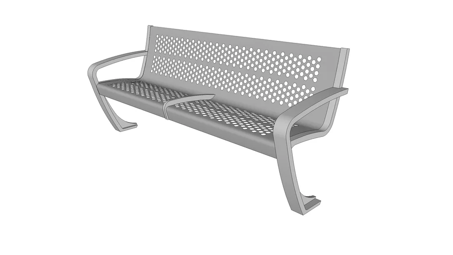 Forms+Surfaces® Balance™ Bench, backed seat with stainless steel finish, one seat divider