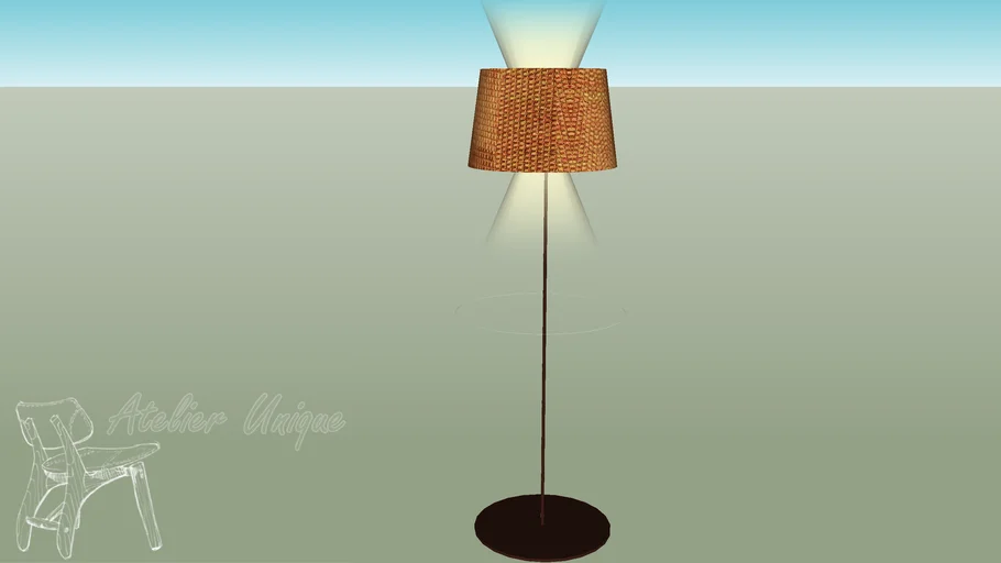 Luminária de piso cúpula de ratan 3D Warehouse