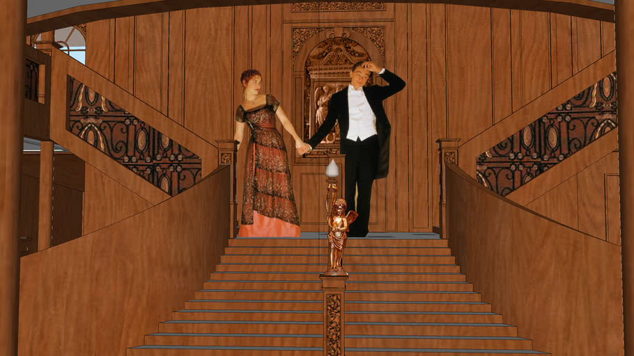 titanic jack and rose on staircase