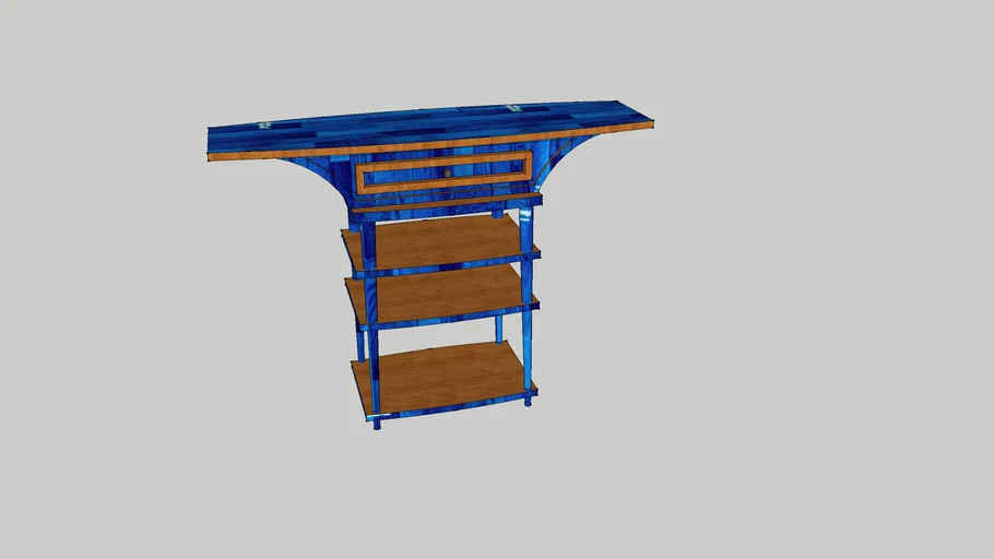 High Side Table with Book Shelves in Blue
