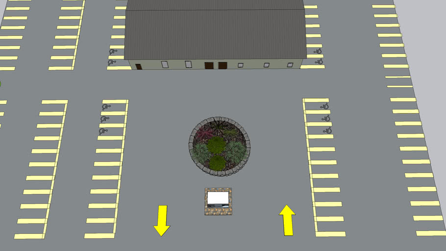 Metal Building Parking Lot 3D Warehouse