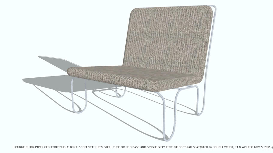LOUNGE CHAIR PAPER CLIP GRAY TEXTURE DESIGNED BY JOHN A WEICK RA