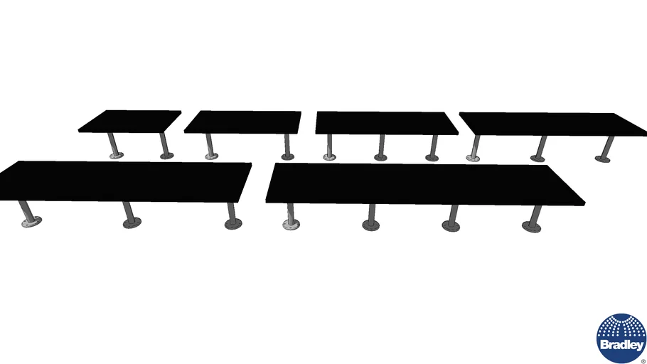 Lenox Pedestal Benches 24' Depth 3D Warehouse