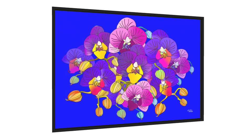 Quadro Orquídeas roxas sobre azul - Galeria9, por Alicita