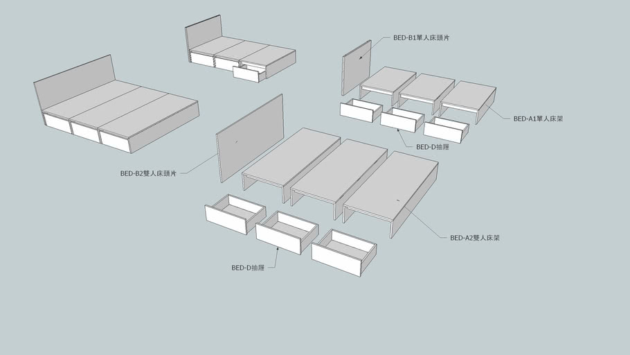 GOezGO BED-A 組合式床架／床底／舞台／架高地板 bed storage