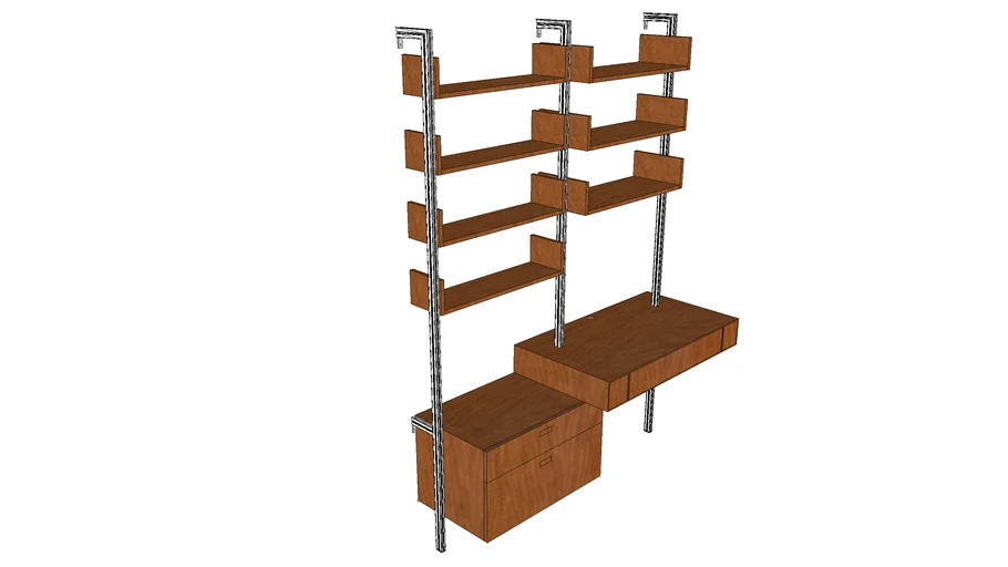 ISS Designs Modular Shelving 65'W Semi Wall Mounted System With SWS