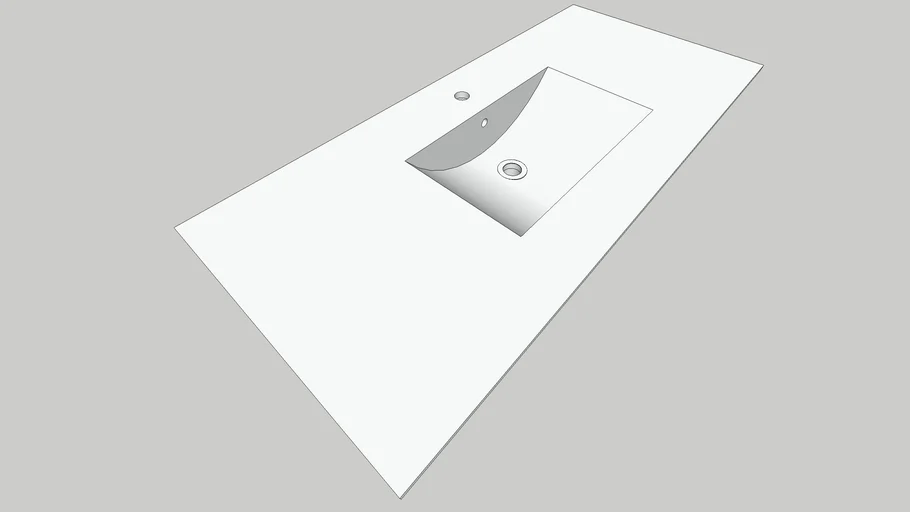 Xylem Vanity Top, Single Hole Faucet 49in x 22in Vitreous China 3D