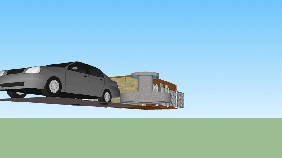 A House, car and a fountain 3D Warehouse