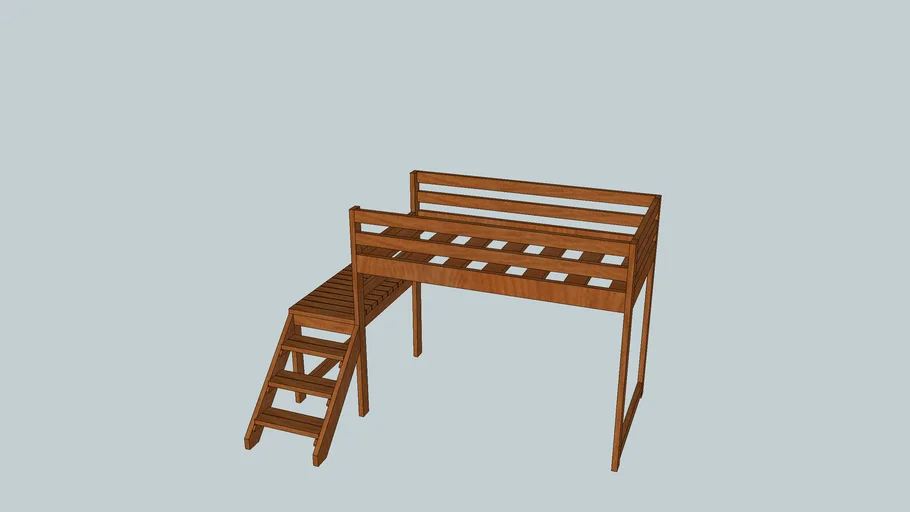 Camp Loft Bed with Stair, Junior Height 3D Warehouse