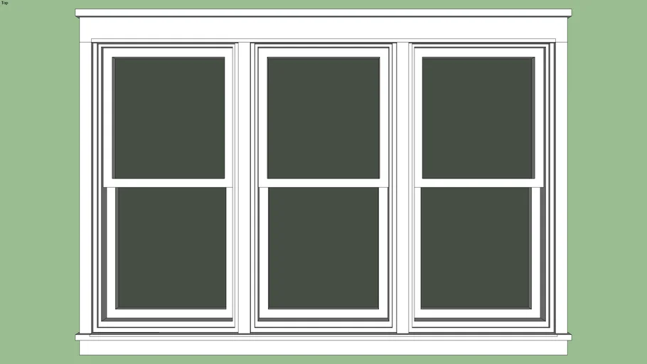 Doublehung window 102 in. x 64 in. triple row.skp 3D Warehouse