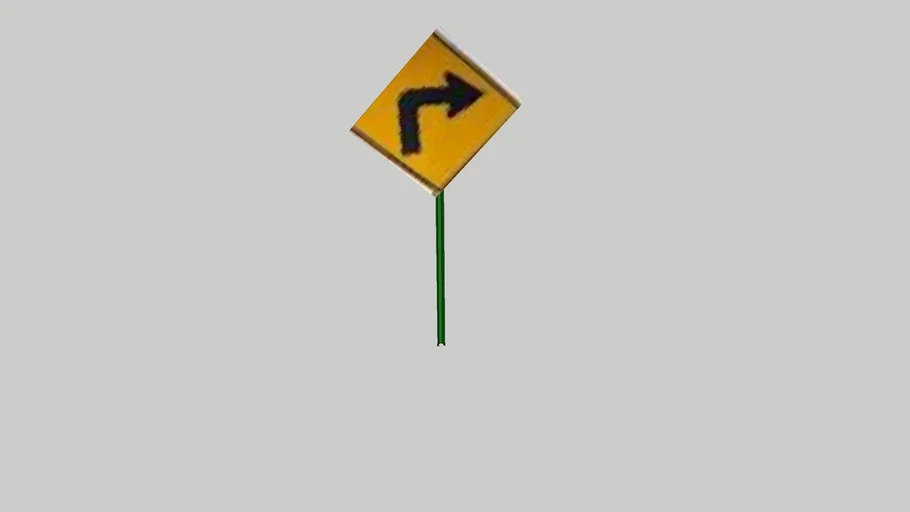 Turn Right a Ahead Sign | 3D Warehouse