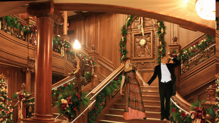 titanic jack and rose on staircase