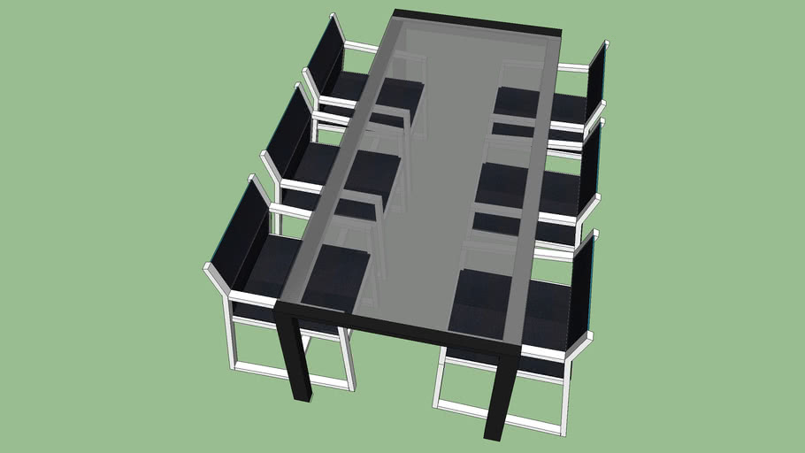 6- Seater Glass Table Black & White Chairs