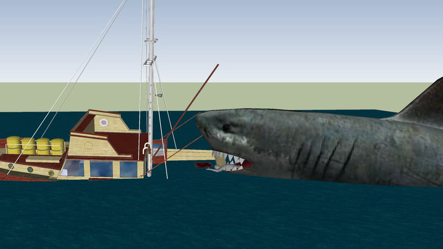 Jaws Quint is Devoured by shark 3D Warehouse