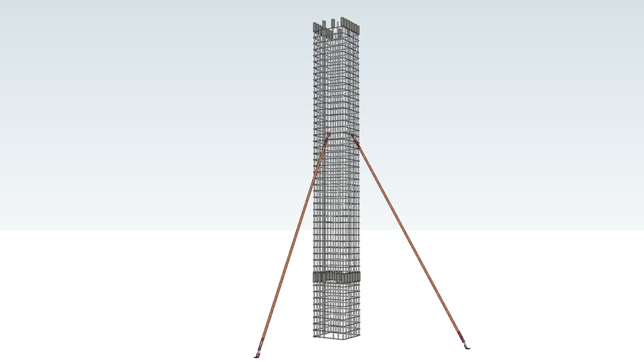 Rebar Column 25 ft x 2-10 with Couplers With 2 Braced Calif Corners