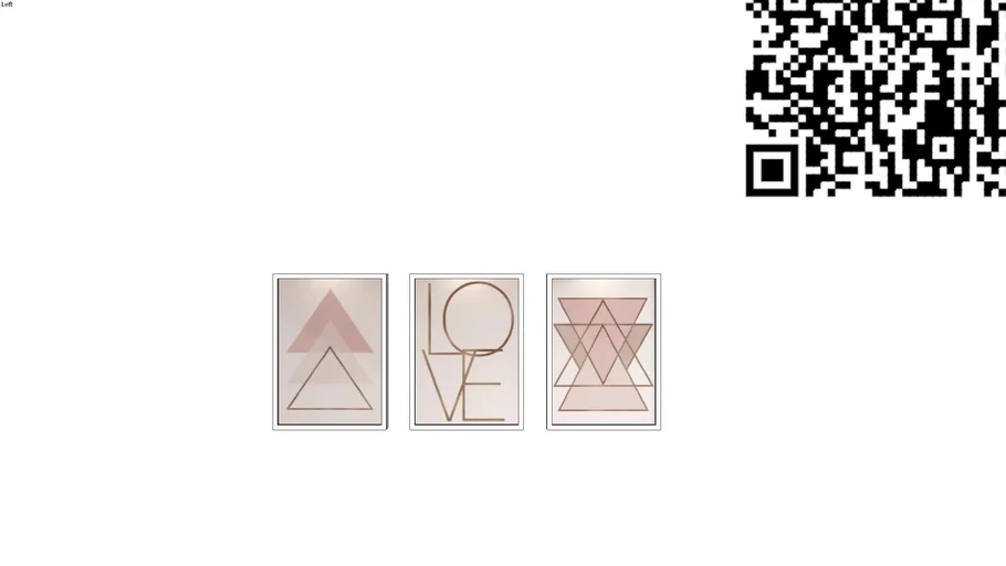 Kit quadros decorativos love rose wallze 3D Warehouse