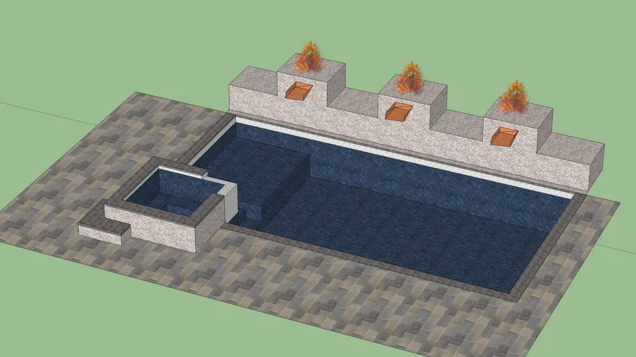 rectangle pool with raised spa | 3D Warehouse