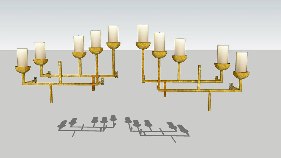 WALL CANDELABRA, CONTEMPORARY, GILT BRONZE 3D Warehouse