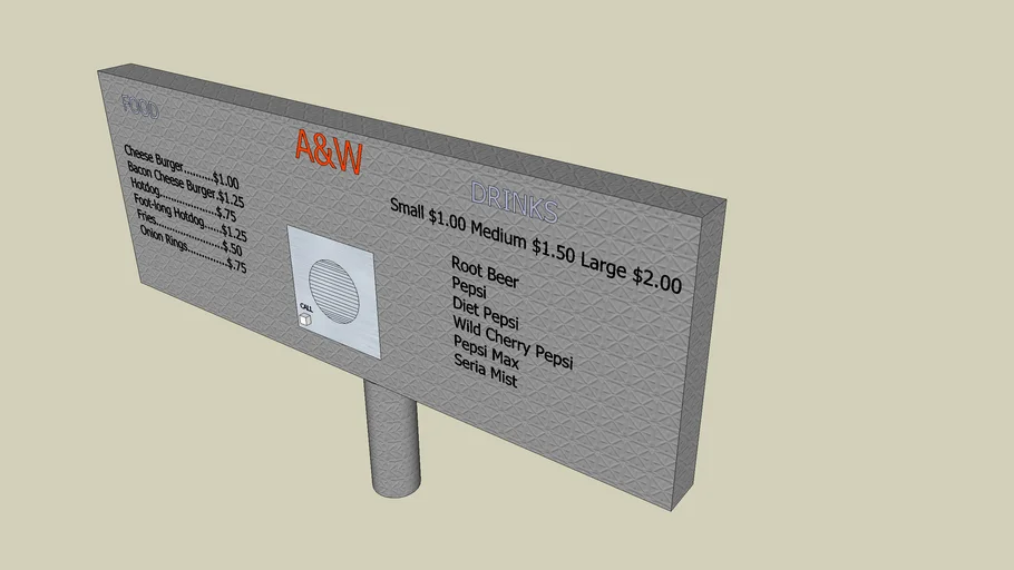 basic A&W menu | 3D Warehouse