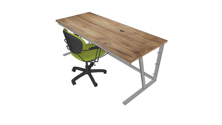Office Furniture Steel and Wood Desk 3D Warehouse