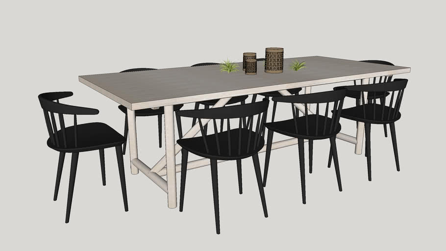 Mika White Oak Dining Table | 3D Warehouse