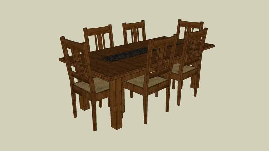 Dining Table and Chairs hardwood 3D Warehouse