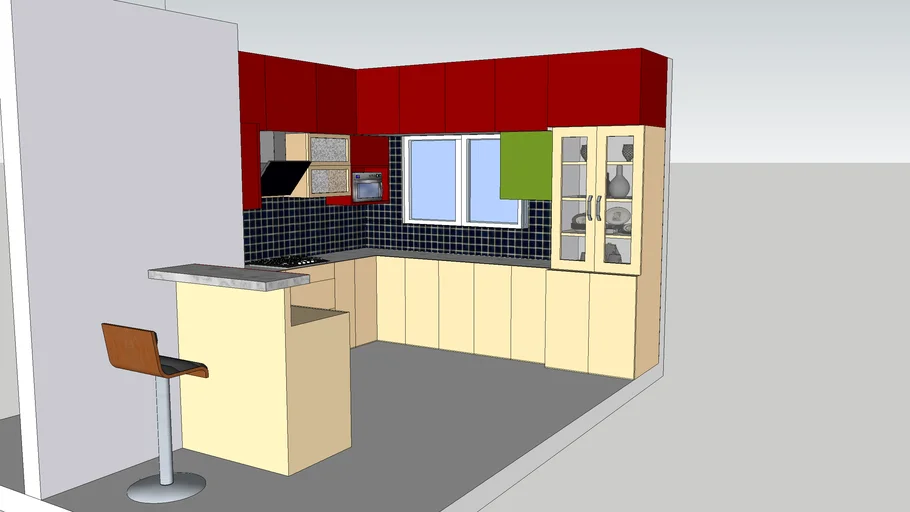 Kitchen Model with Breakfast counter 3D Warehouse