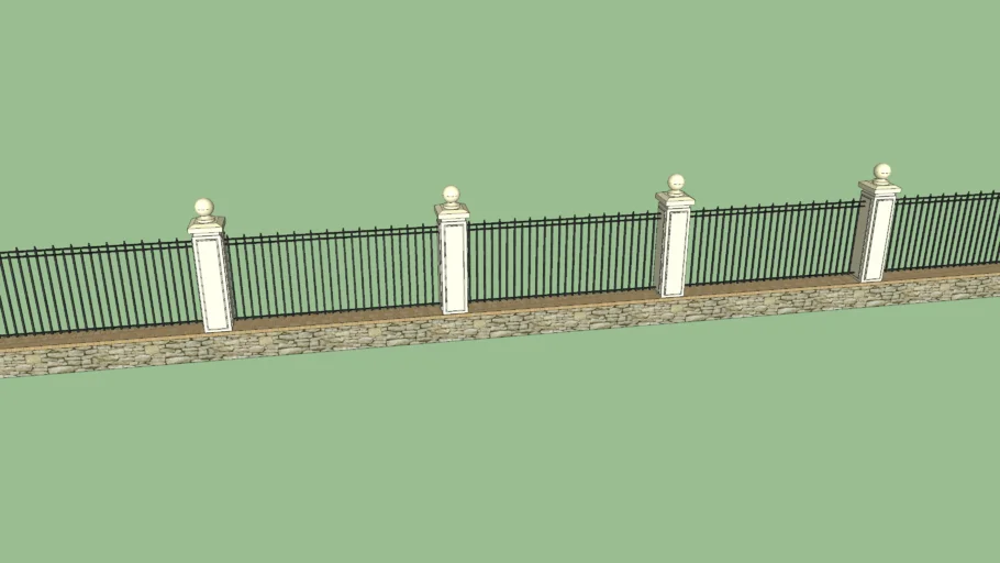 Iron and bricks fence