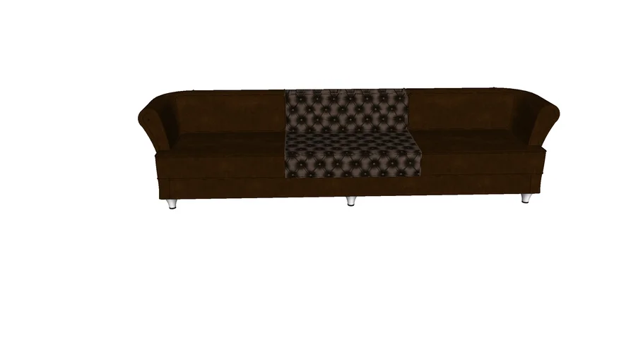10' Brown Tufted Leather Sofa 3D Warehouse