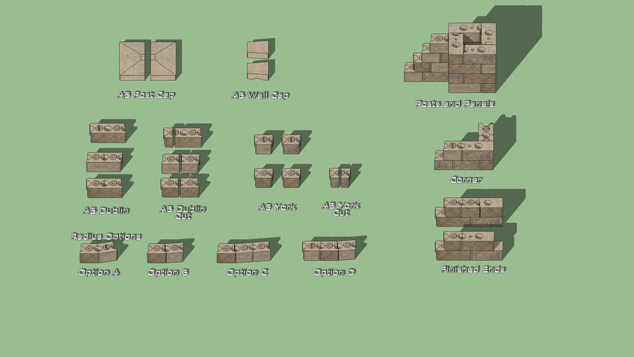 Allan Block Courtyard Patio Seating Wall Blocks - Tan Color | 3D Warehouse