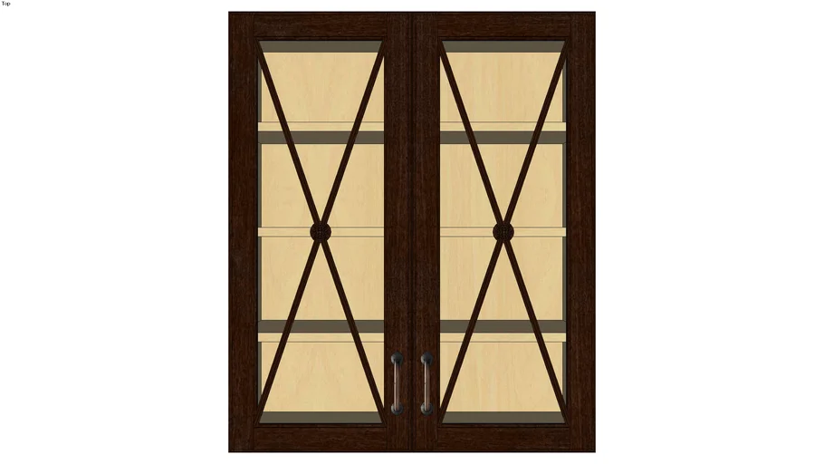 Wall Double Door 36H with Classic Mullion Antiquity Glass Insert | 3D ...