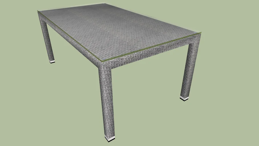Table d'extérieure en rottin synthétique grise avec vitre | 3D Warehouse