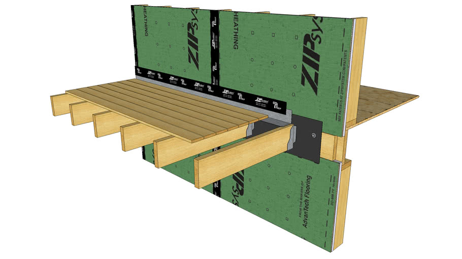 Wood Deck Connection with ZIP System R6 Sheathing 3D Warehouse