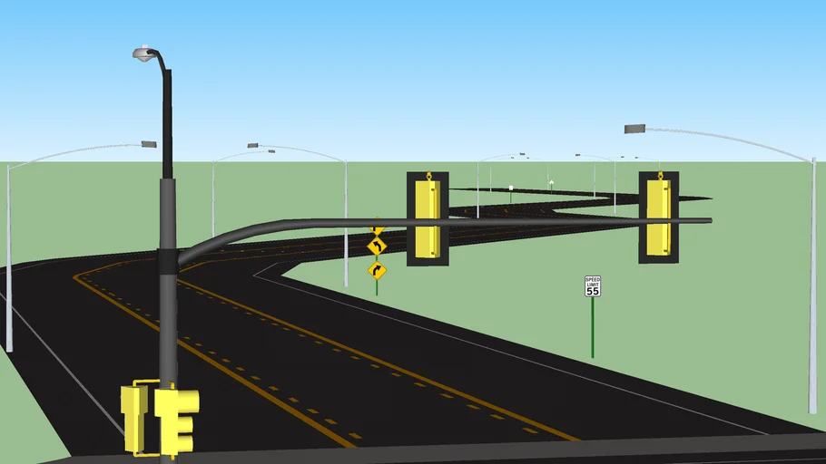 15 Degree Curve Centered 2 Lane Road | 3D Warehouse